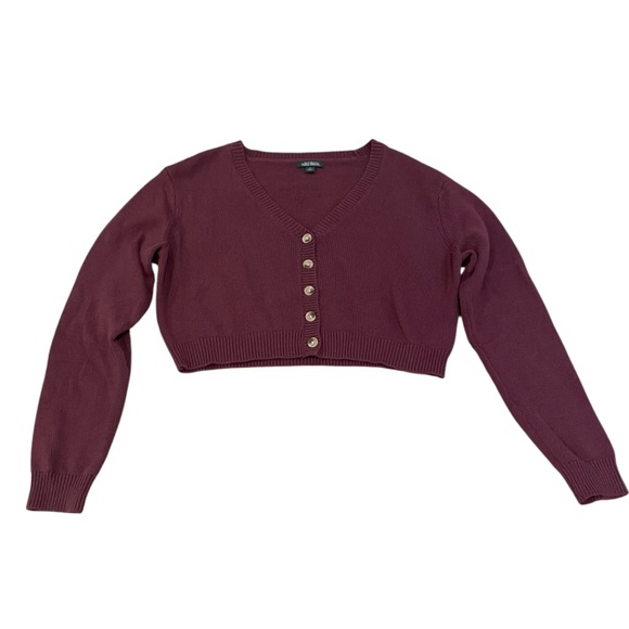 Wild fable Crop Top Buttoned Maroon Sweater Size M - Picture 1 of 5